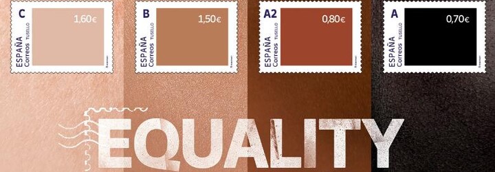 Španělská pošta vytvořila známky různé barvy pleti v rámci kampaně proti rasismu. Nejtmavší známka je ale zároveň nejlevnější 