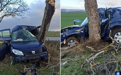 Tragické ráno pri Piešťanoch. Starší vodič zahynul na namrznutej ceste, keď nezvládol zákrutu a vrazil do stromu