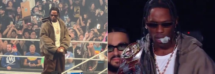 Travis Scott šokoval svojím debutom na wrestlingu. Pri nástupe fajčil joint, odhalil aj nový track