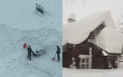 V sousedním Rakousku napadly 4 metry sněhu. Zasypal lanovku, ztrácejí se i auta