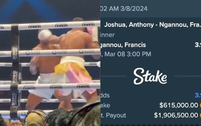 VIDEO: Anthony Joshua knokautoval bývalého šampiona UFC, Drake v zápase přišel o 600 tisíc dolarů