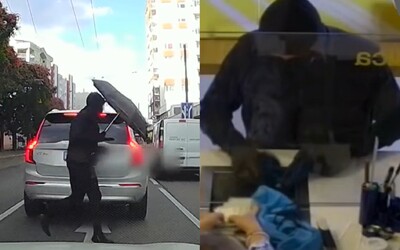 VIDEO: Do bratislavskej banky nabehol so zbraňou a odniesol si 13-tisíc eur. Pri úteku si pomáhal dáždnikom