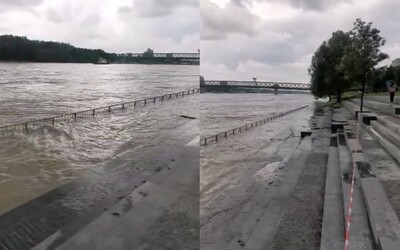 VIDEO: Hladina vôd Dunaja v Bratislave extrémne vzrástla, pravdepodobne prekročí 2. povodňový stupeň
