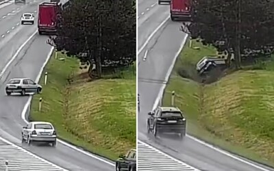 VIDEO: Iba 20-ročná šoférka nezvládla rýchlosť na diaľničnom nájazde pri Trnave. Dostala šmyk a auto zaparkovala v strome
