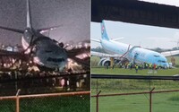 VIDEO: Lietadlo so 170 cestujúcimi pri pristávaní vybehlo z dráhy a zaborilo sa do zeme