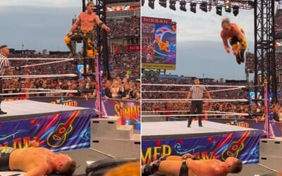 VIDEO: Logan Paul desivým skokom z rohu ringu zdemoloval protivníka na podujatí SummerSlam. Budem si to navždy pamätať, povedal