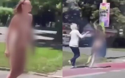 VIDEO: Nahá žena sa v Prešove za bieleho dňa vrhala na idúce autá. Prechádzala aj popri zastávke plnej ľudí