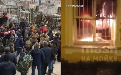 VIDEO: Podpálená budova úřadu pro nábor do armády a chaotické odvody v Rusku. Takto vypadá situace po vyhlášení mobilizace