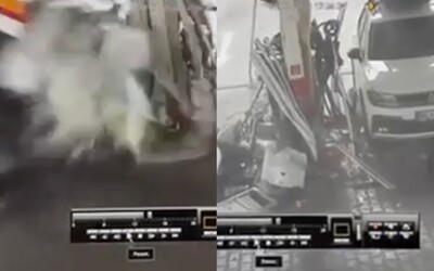 VIDEO: Šofér na D1 zdemoloval stojan na čerpacej stanici. Za volantom mal údajne zaspať