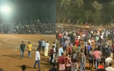 VIDEO: V Indii se během fotbalového zápasu zhroutila tribuna s fanoušky. Policie hlásí přes 200 zraněných