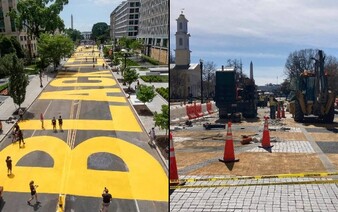 Vo Washingtone odstraňujú nápis Black Lives Matter. Pravdepodobne ide o Trumpov príkaz