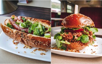 Vo vlaku ti urobia poctivý burger, ale aj hotdog väčší ako tanier. Ochutnali sme streetfood v jedálenskom vozni