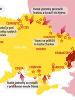 Vojna na Ukrajine: mapa konfliktu ukazuje, ako Rusi útočia. Prenikli už aj do Kyjeva