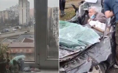 Vojna na Ukrajine zasahuje aj civilistov, ruské bojové vozidlo prešlo osobné auto. Muž vnútri prežil, vypáčili ho susedia