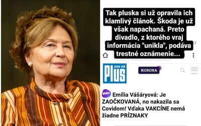 Zaočkovaná Vášáryová má ťažký priebeh covidu, rozšíril bulvár. Ide o hoax, herečkina sestra denníku odkázala, že „otupuje mozgy“