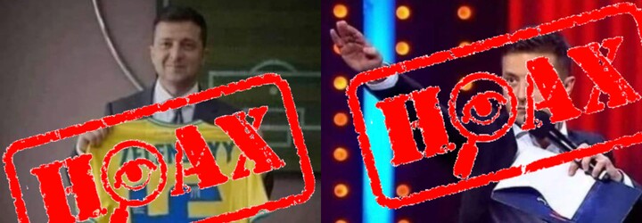 Zelenskyj hajluje či drží dres so svastikou. Never hoaxom, ktoré robia z ukrajinského prezidenta nacistu