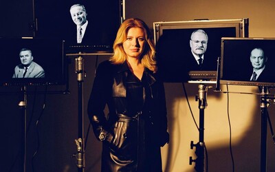 Slovenská prezidentka podporuje domácí módní tvorbu. Tentokrát na záběru s bývalými prezidenty v černém koženém kabátě 