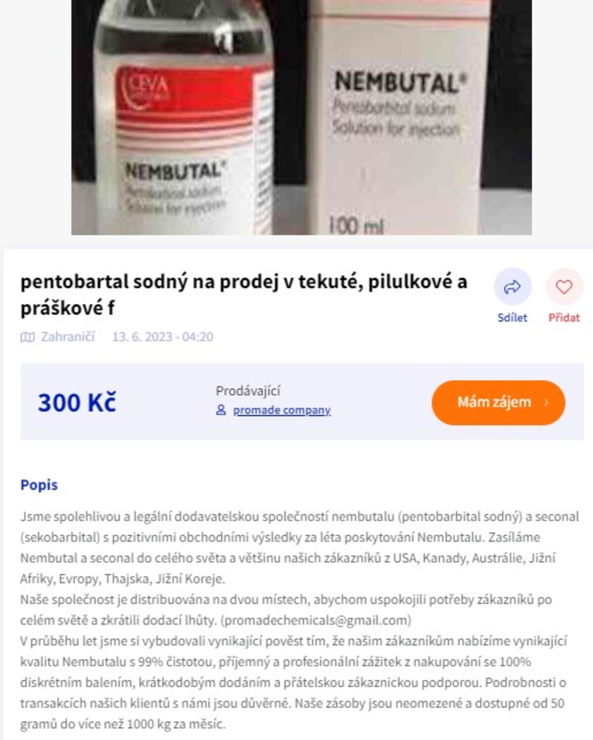 Ukázka inzerátu na webu Hyperinzerce.cz.
