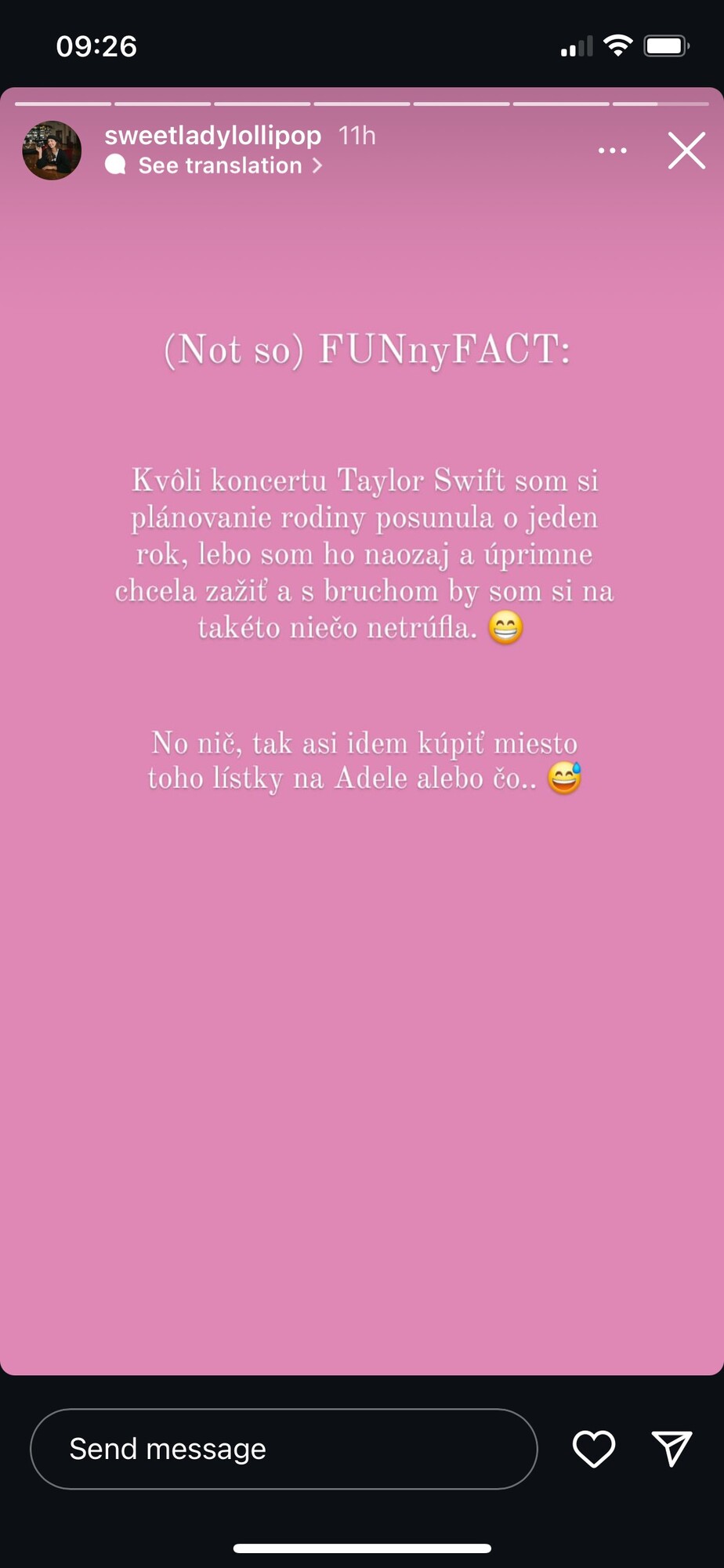 koncert Taylor Swift vyjadrenie influencerky