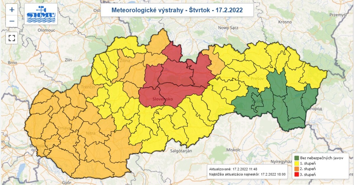 Výstrahy podľa SHMÚ.