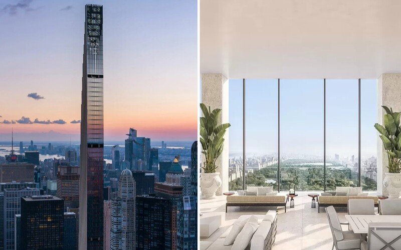 V New Yorku byl dokončen nejtenčí mrakodrap světa. Penthouse s výhledem na Central Park stojí 66 milionů dolarů a má 10 koupelen.