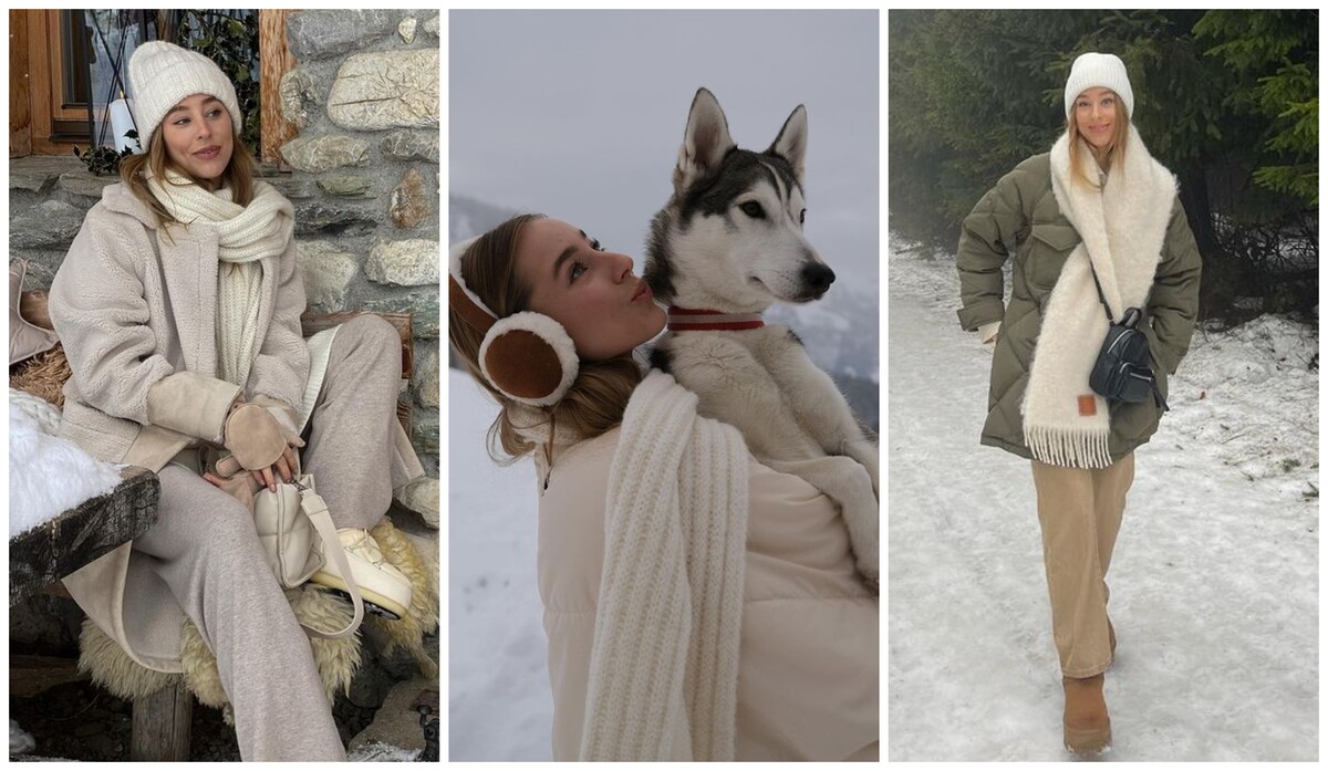 Alex Sedláčková si v poslednom čase ide oversized šály, pletené svetre aj čiapky a zemitú farebnú paletu. My jej štýl, rovnako ako jej štvornohého kamoša na fotke, milujeme.
