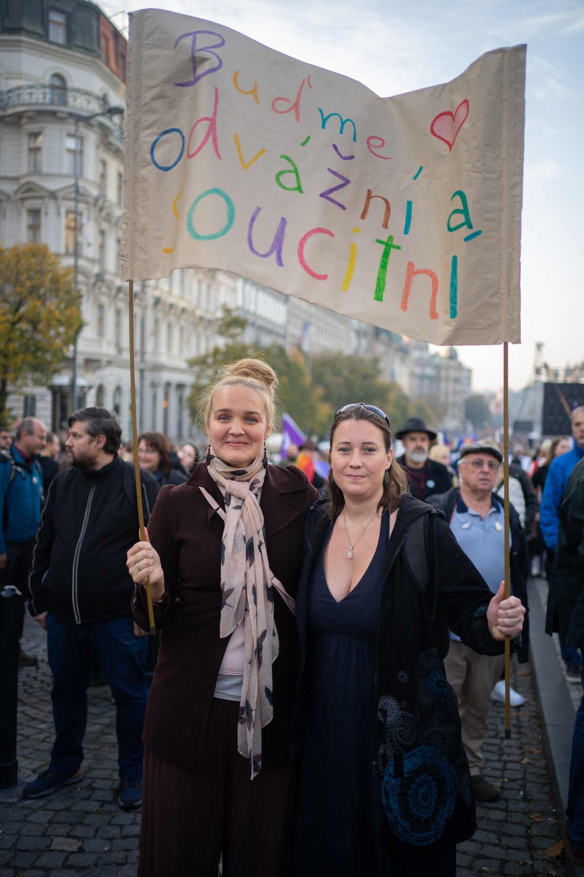 Akce „Česko proti strachu“ spolku Milion chvilek pro demokracii.