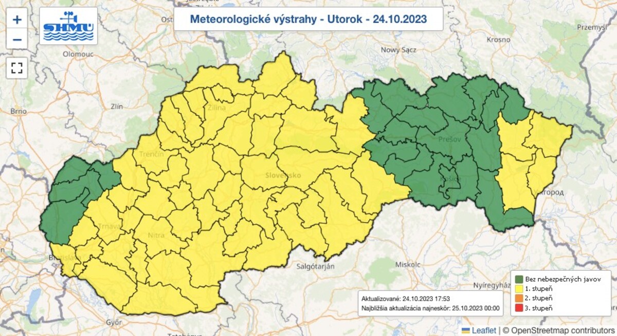 mapa, počasie, výstrahy