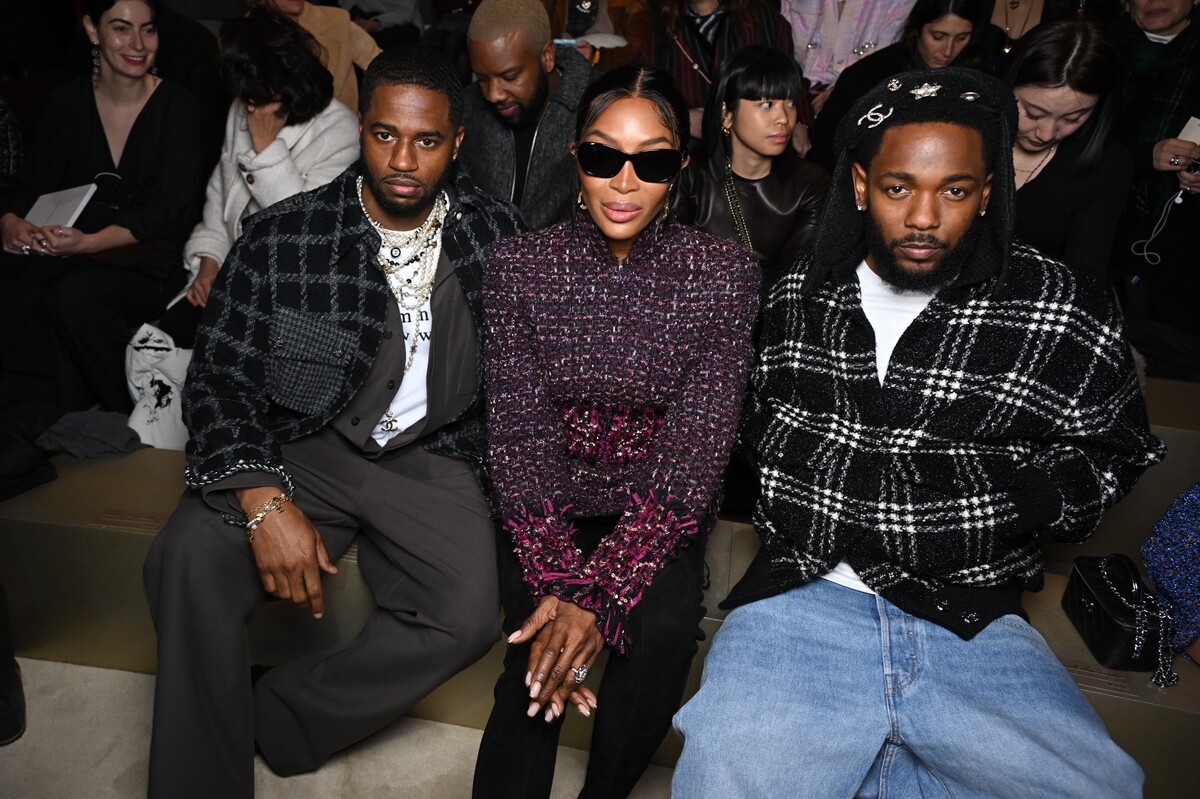 David Free, Naomi Campbell a Kendrick Lamar na prehliadke Chanel v Paríži.