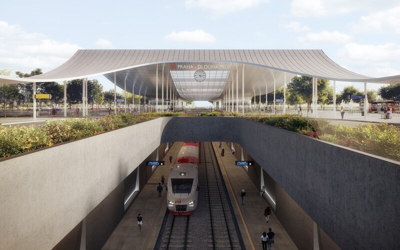 Správa železnic představila podobu terminálu Dlouhá Míle k trati na letiště. Podívej se, jak bude vypadat.