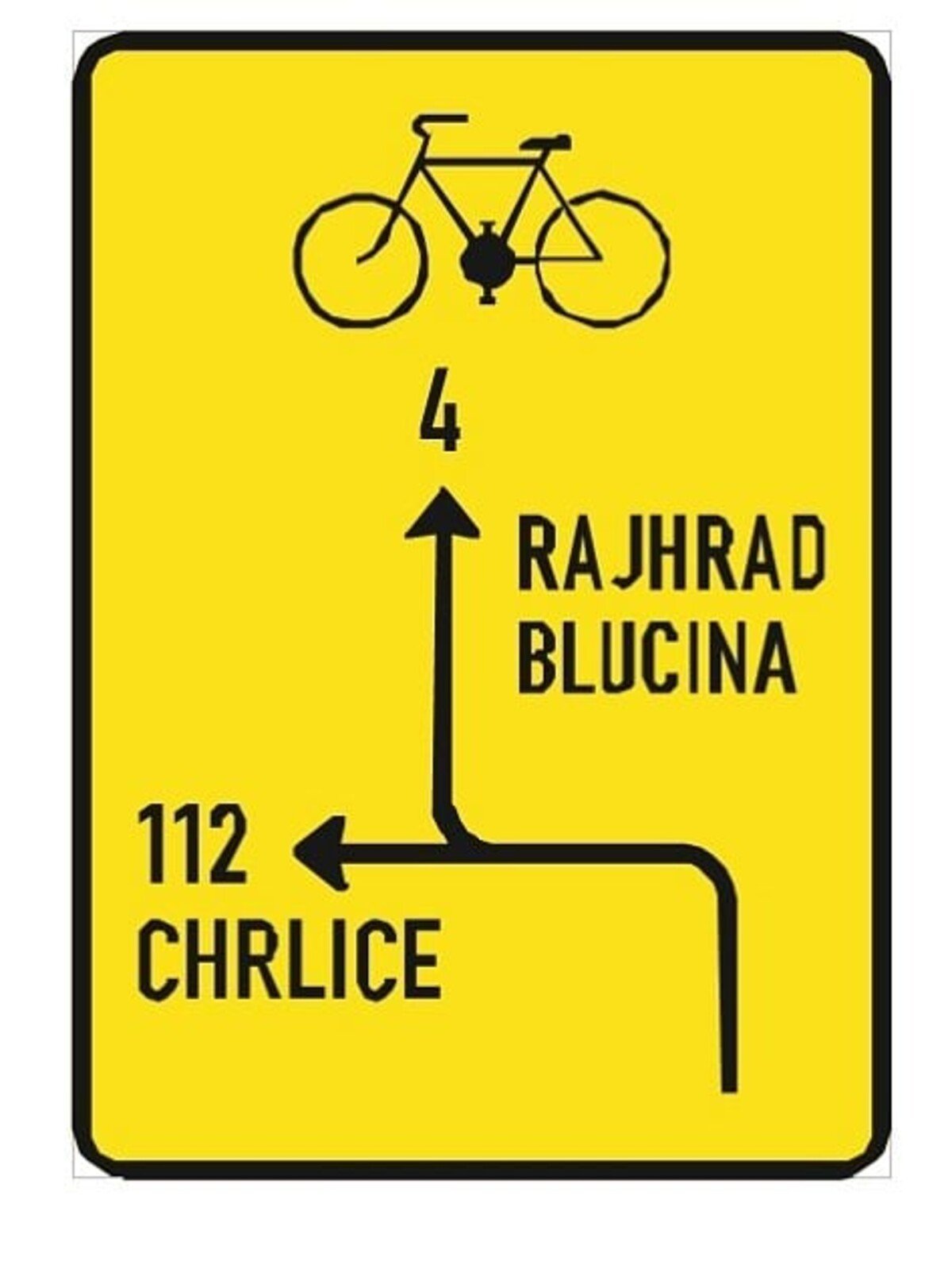 Návěst pro cyklisty – Dopravní značka na žlutém podkladu dává vědět například o směru a čísle cyklistické trasy, o jejím průběhu v místě křížení nebo křižovatky a podobně.