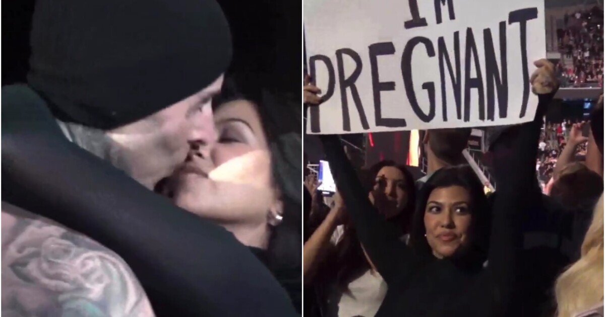 VIDEO: „Travisi, jsem těhotná,“ napsala Kardashianka na obrovský transparent. Manžela překvapila během koncertu Blink-182