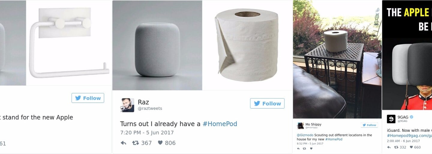 Apple predstavilo reproduktor HomePod, ale internet s ním mal iné plány. Vtipné meme obrázky ho prirovnávajú aj ku toaletnému papieru