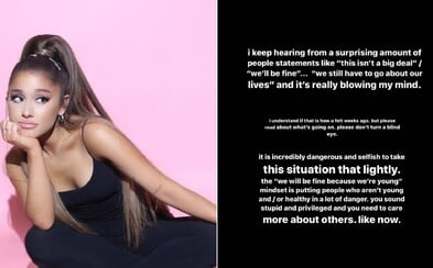 Ariana Grande o koronavíruse: Brať situáciu na ľahkú váhu je neuveriteľne nebezpečné a sebecké, zniete hlúpo Ariana Grande o koronavíruse: Brať situáciu na ľahkú váhu je neuveriteľne nebezpečné a sebecké, zniete hlúpo