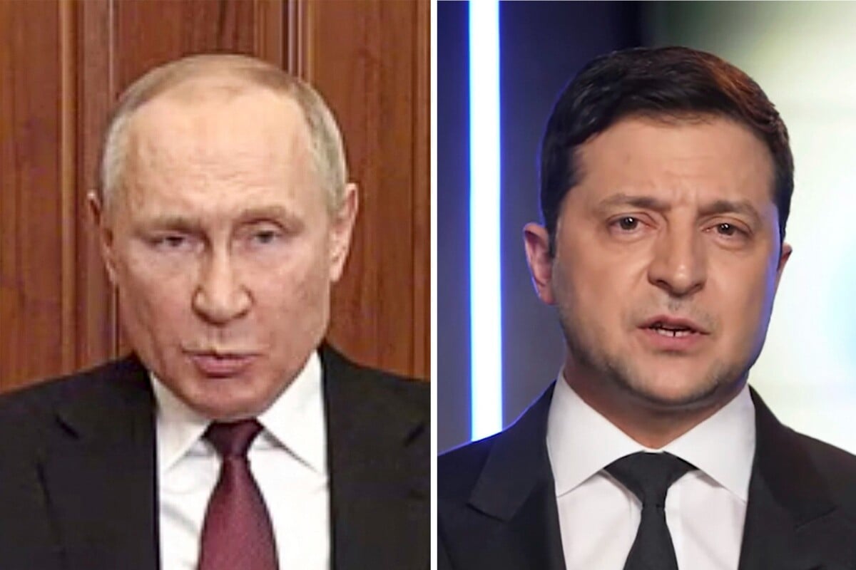 Vladimir Putin a Volodymyr Zelenskyj.