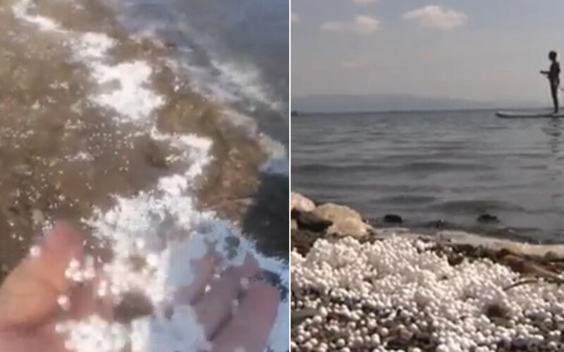 VIDEO: Pláž na Zemplínskej šírave zasypali milióny polystyrénových guľôčok. Museli ich odpratávať lopatami.