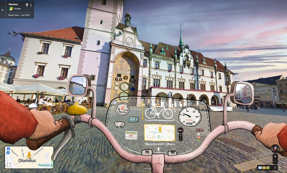 „Často, když jsem nemocná a toužím po nějakém výletě, brouzdám si po Mapách Googlu a díky Street View si ten výlet aspoň ve virtuálním světě uskutečním. Je to skvělá a praktická funkce a moc si vážím oslovení ze strany Googlu a možnosti přispět k patnáctiletému výročí,“ uvedla Eliška Podzimková. Na snímku je zachycena Olomouc.