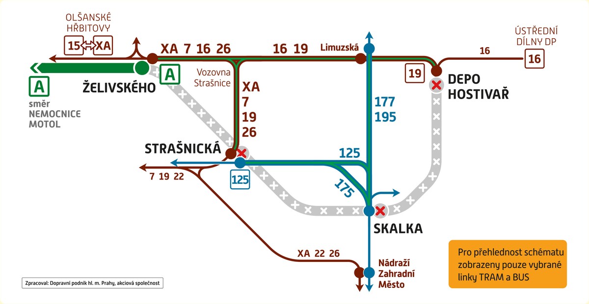 mapa výluka metra A