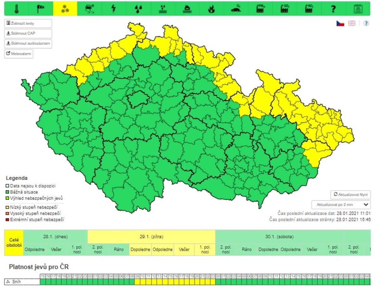 ČHMÚ výstraha leden