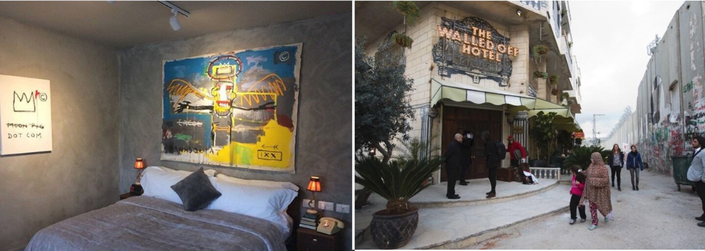 Banksy otevřel v Betlémě hotel s nejhorším výhledem na světě. Jeho stěny jsou plné okouzlujících uměleckých děl