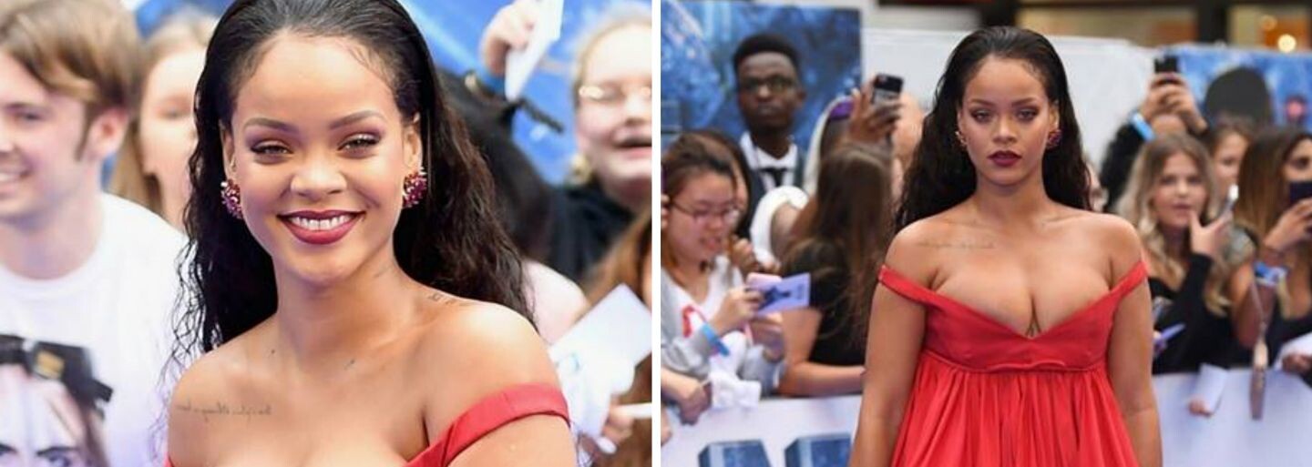 Barbadoská kráska Rihanna v Londýně zazářila na premiéře filmu Valerian. Zpěvačka vsadila na nádhernou róbu, v níž vynikl její dekolt