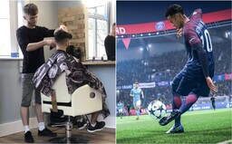 Barber shop nabízí střih zdarma, pokud vyhraješ nad holičem ve hře FIFA 20. Pokud prohraješ, platíš dvojnásobek