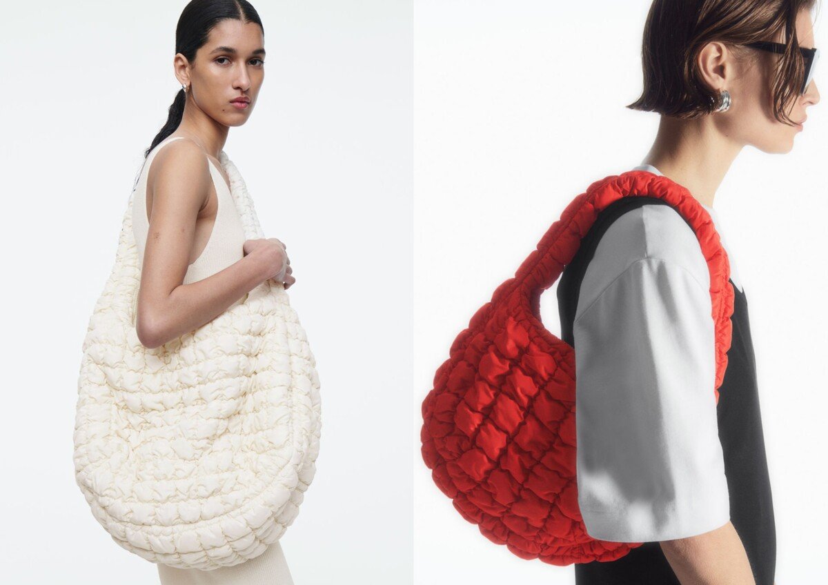 Oversized quilted bag (vlevo) a quilted mini (vpravo).