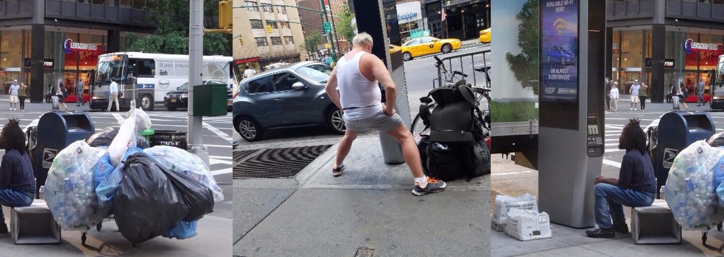 Bezdomovci v New Yorku sledujú porno na verejných internetových automatoch. Neobišli ani svetoznáme Times Square