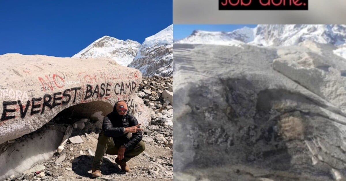 Separovo graffiti z base campu na Everestu bylo vymazáno. Složili se na to lidé