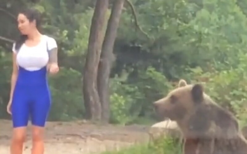 Chcela mať fotku s medveďom, ten po nej hneď vyštartoval. Video z TikToku ukazuje, že ľudská hlúposť nepozná hraníc.