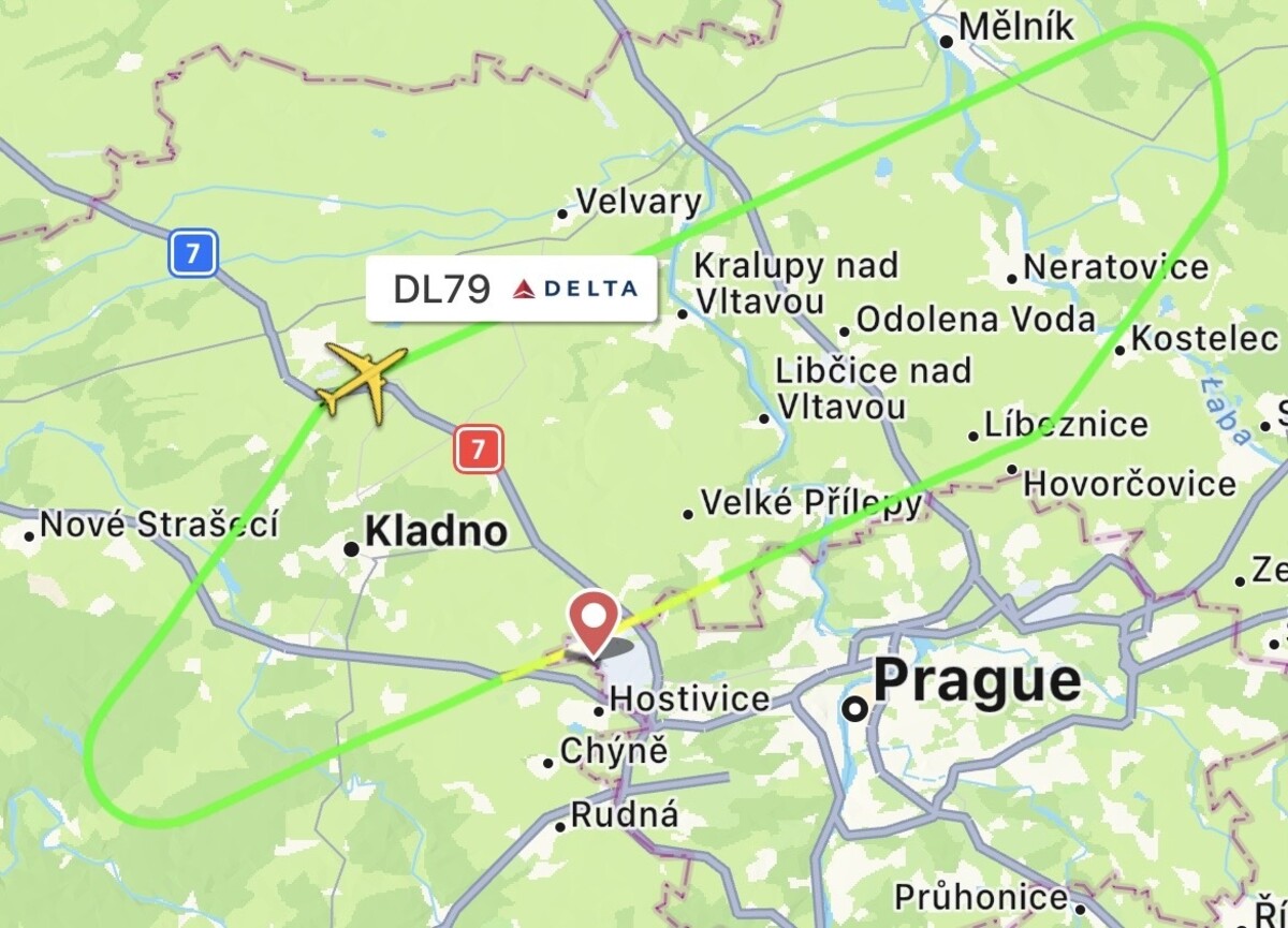 Na obrázku je vyznačená zelenou farbou trasa lietadla. Krátko po vzlete sa muselo vrátiť na letisko pre technické problémy. 