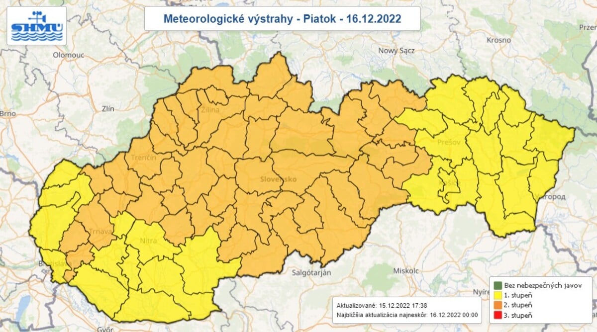 Počasie výstrahy 16.12