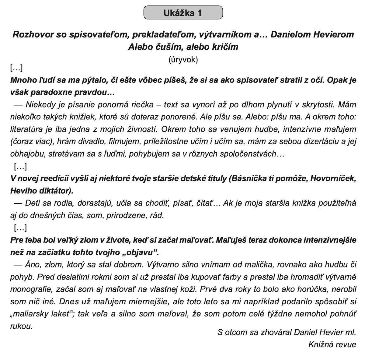 test maturita slovenský jazyk ukážka 1