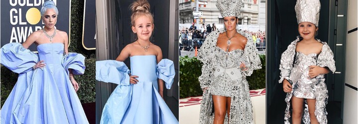 Pětiletá Stefani imituje luxusní outfity známých osobností. Róby si vyrábí z papíru